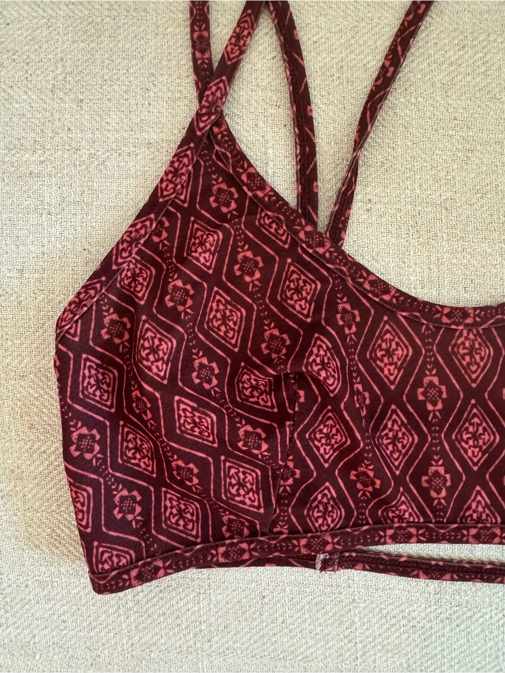 Urban Outfitters Burgundy Geometric Strappy Bralette Size M